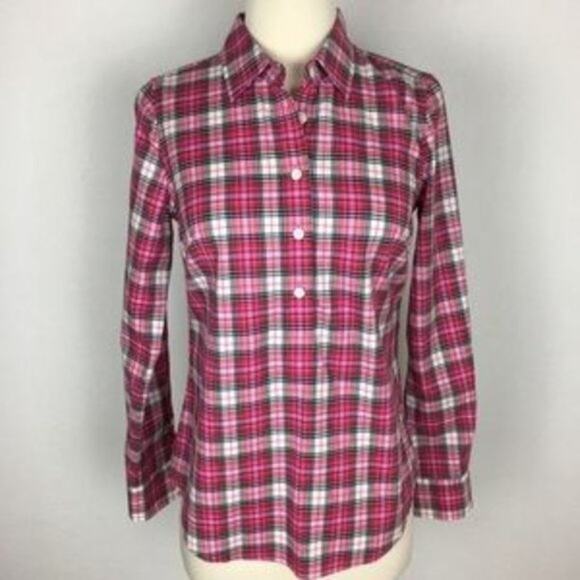 Vineyard Vines Pink Plaid Long Sleeve Button Down Shirt Top  00 - Picture 1 of 6